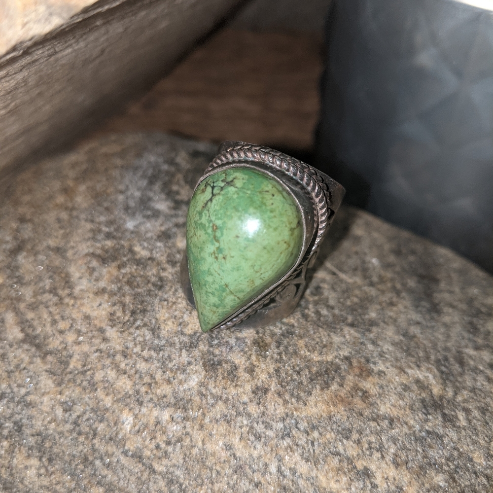 Sterling Silver Ring with Green Turquoise
